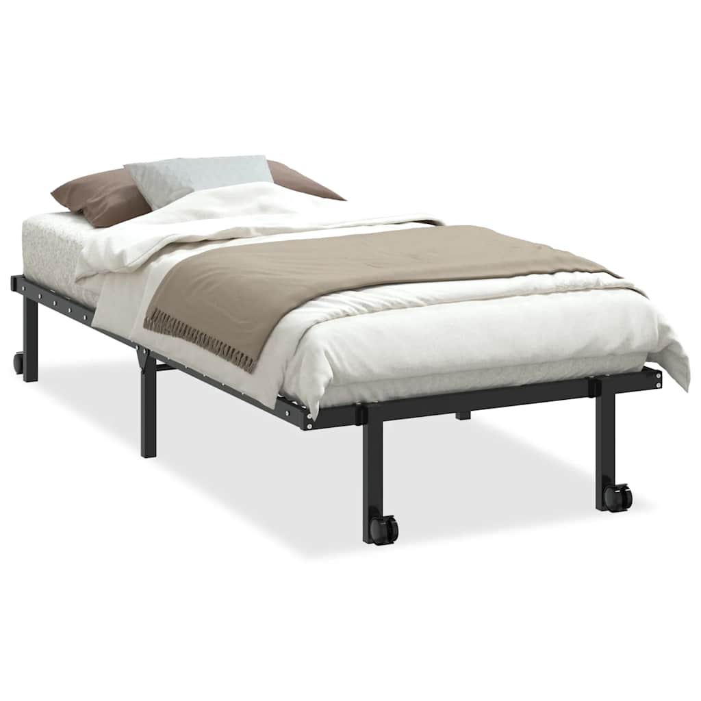 Cadre de lit sans matelas pliable noir 90x190 cm acier - XIOS