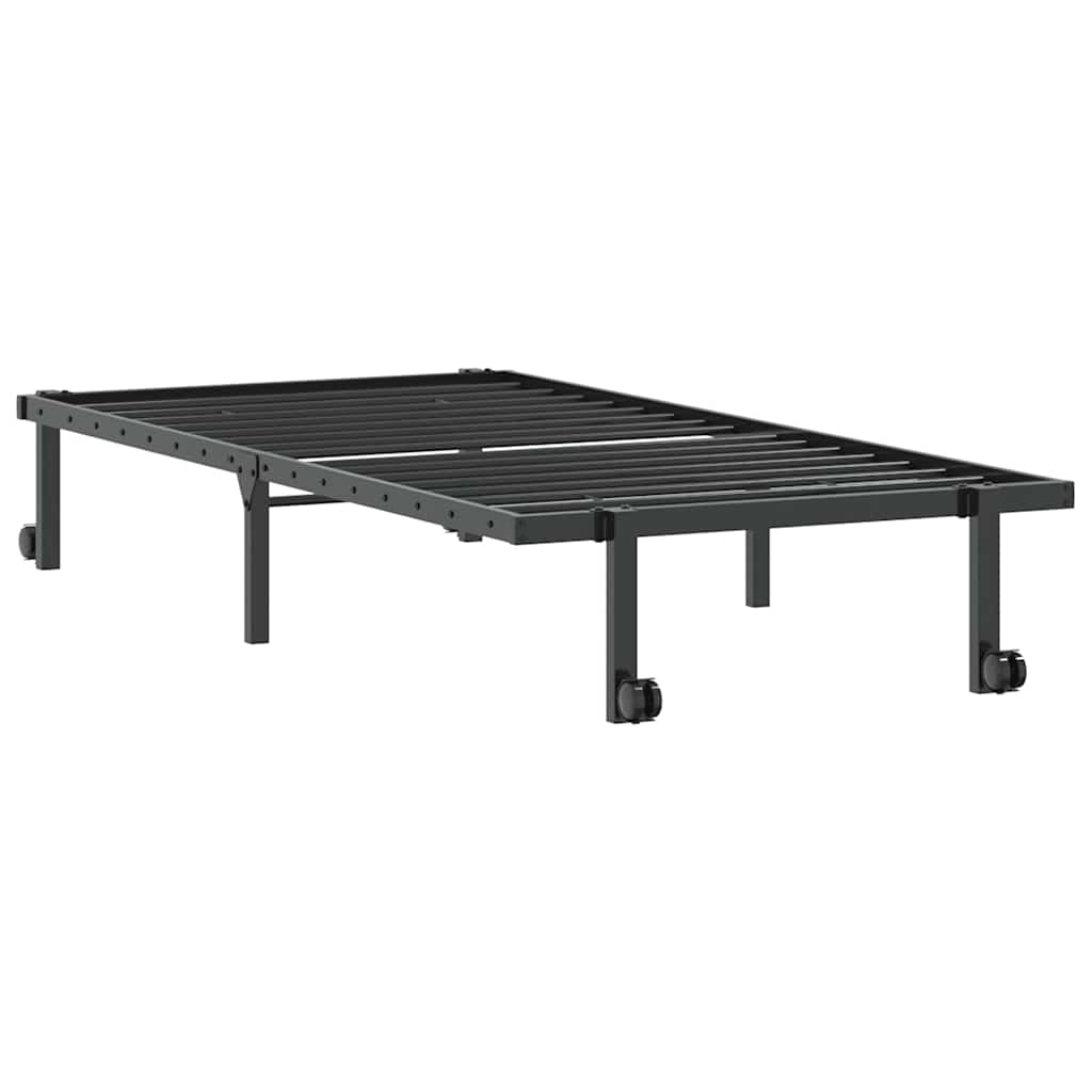 Cadre de lit sans matelas pliable noir 90x190 cm acier - XIOS