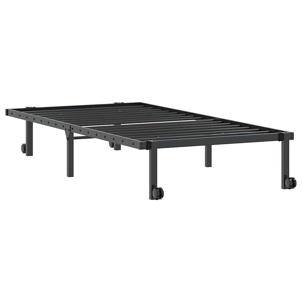 Cadre de lit sans matelas pliable noir 90x190 cm acier - XIOS