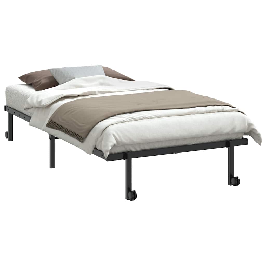 Cadre de lit sans matelas pliable noir 100x200 cm acier - XIOS