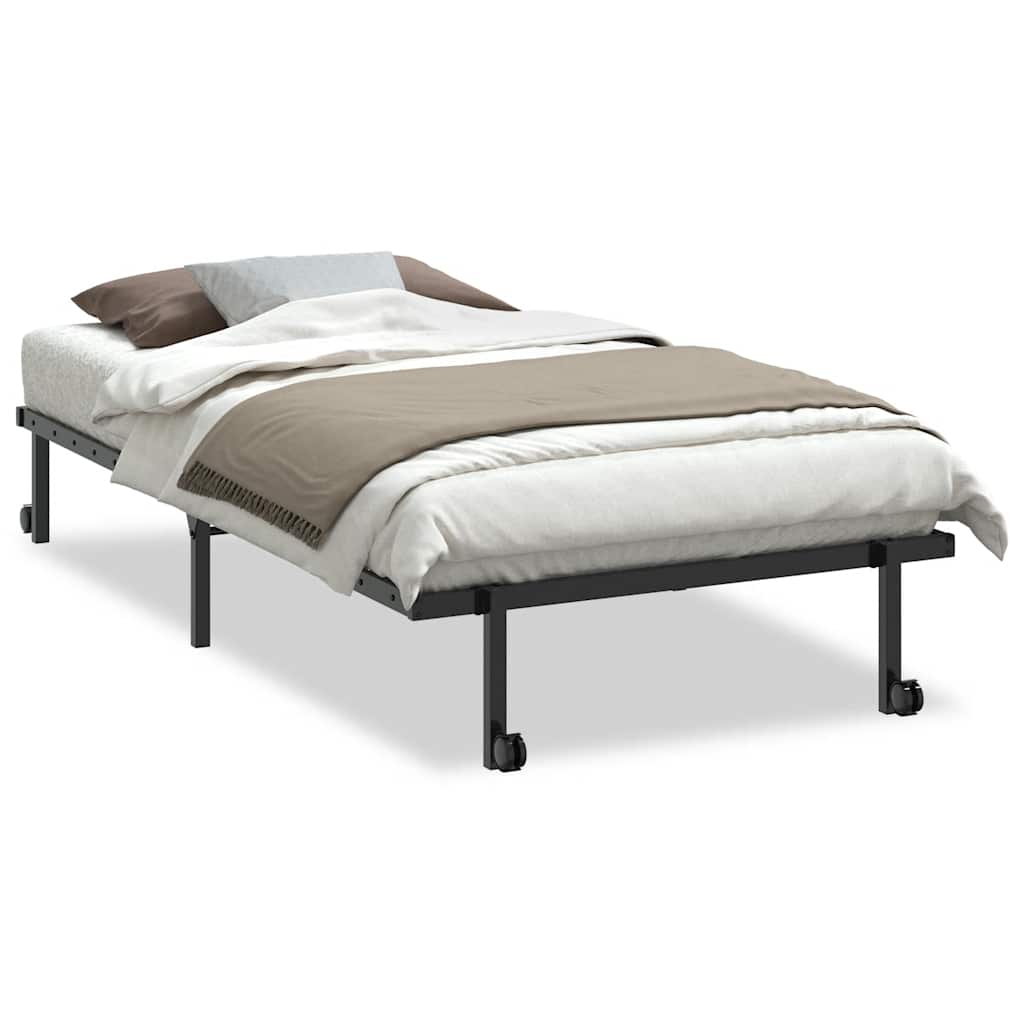 Cadre de lit sans matelas pliable noir 107x203 cm acier - XIOS