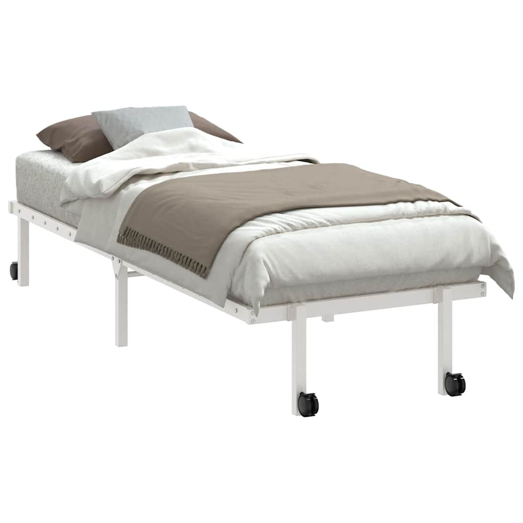 Cadre de lit sans matelas pliable blanc 75x190 cm acier - XIOS