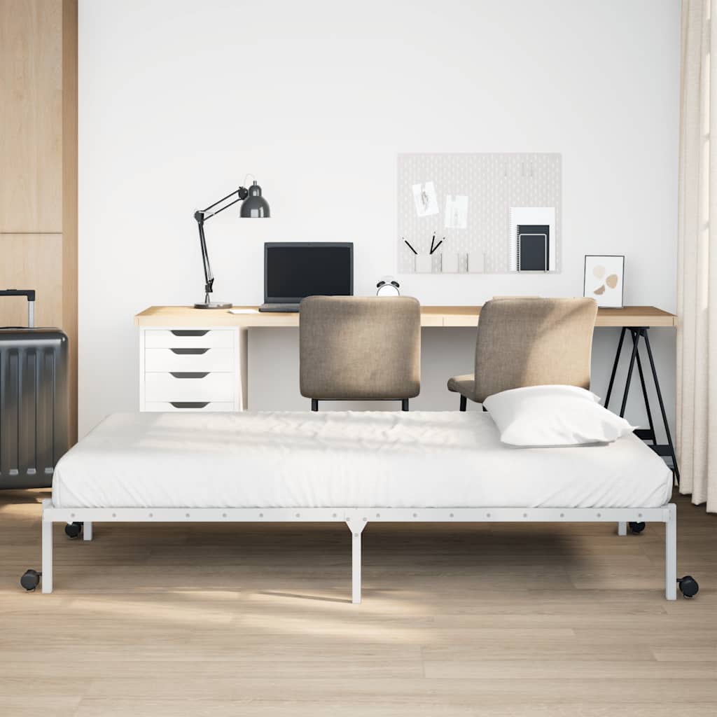 Cadre de lit sans matelas pliable blanc 75x190 cm acier - XIOS