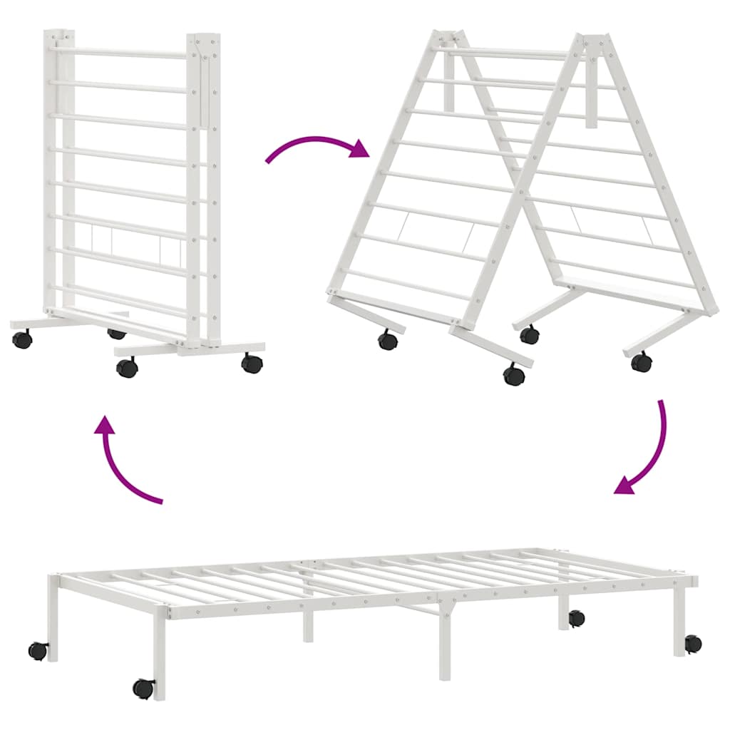 Cadre de lit sans matelas pliable blanc 75x190 cm acier - XIOS