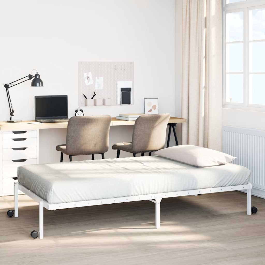 Cadre de lit sans matelas pliable blanc 75x190 cm acier - XIOS