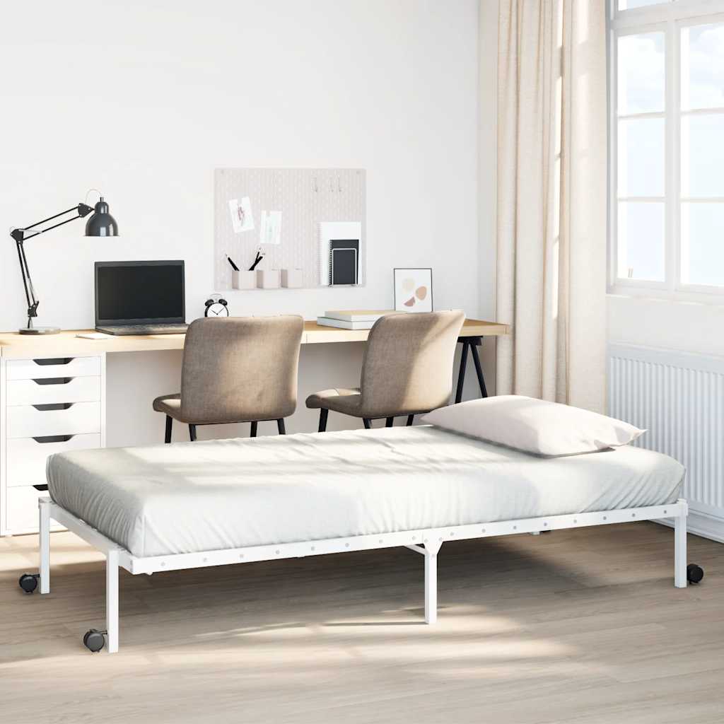 Cadre de lit sans matelas pliable blanc 100x190 cm acier - XIOS