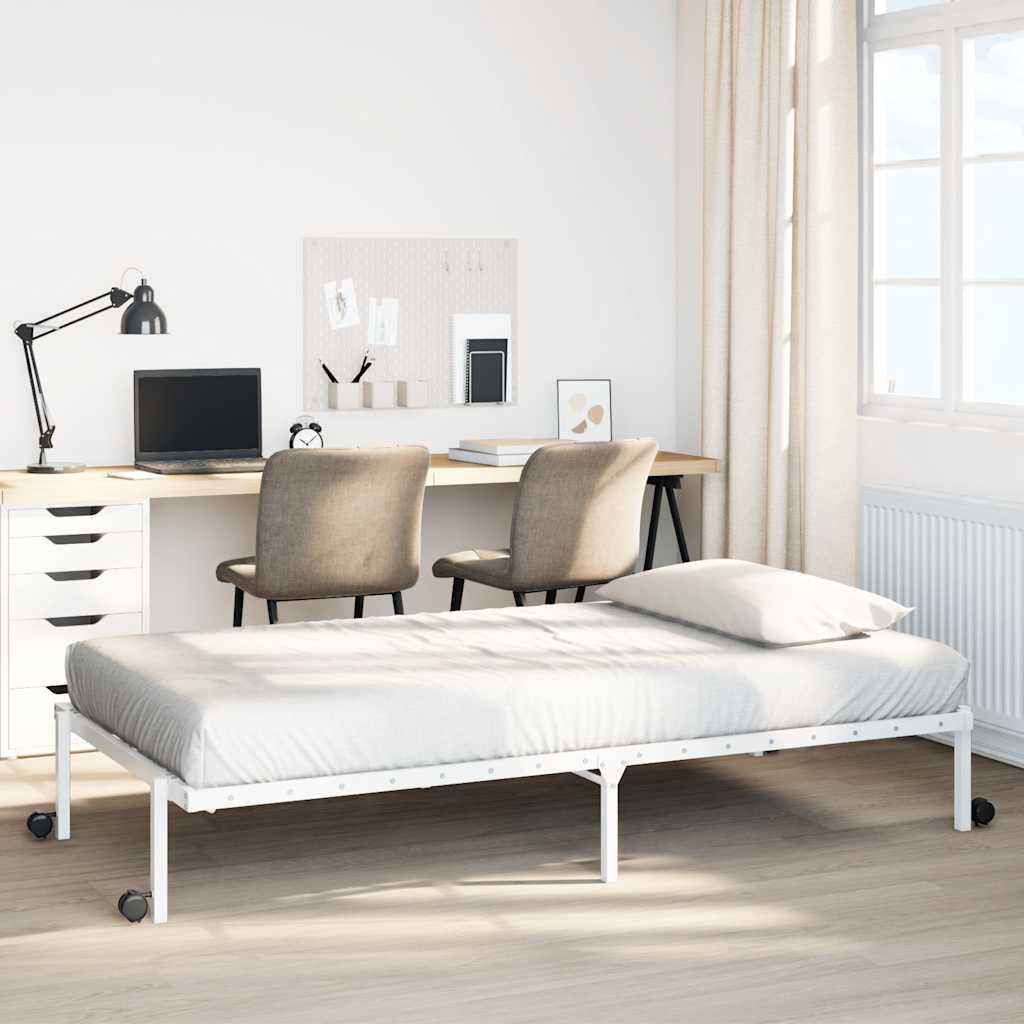 Cadre de lit sans matelas pliable blanc 100x200 cm acier - XIOS