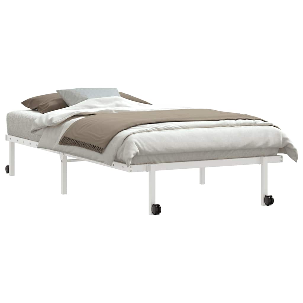 Cadre de lit sans matelas pliable blanc 107x203 cm acier - XIOS