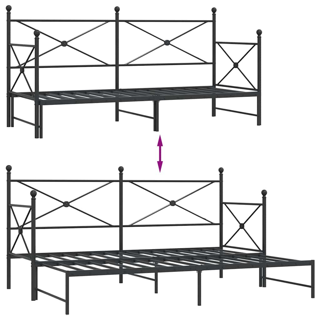 Lit de jour avec gigogne sans matelas noir 75x190 cm - XIOS