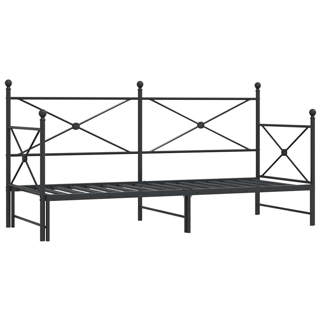 Lit de jour et lit gigogne sans matelas noir 90x190 cm acier - XIOS