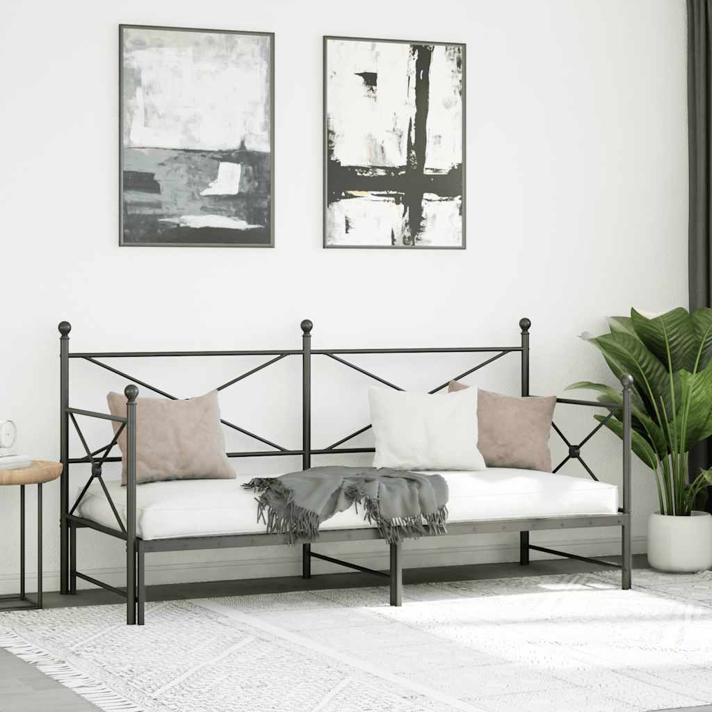 Lit de jour et lit gigogne sans matelas noir 90x190 cm acier - XIOS