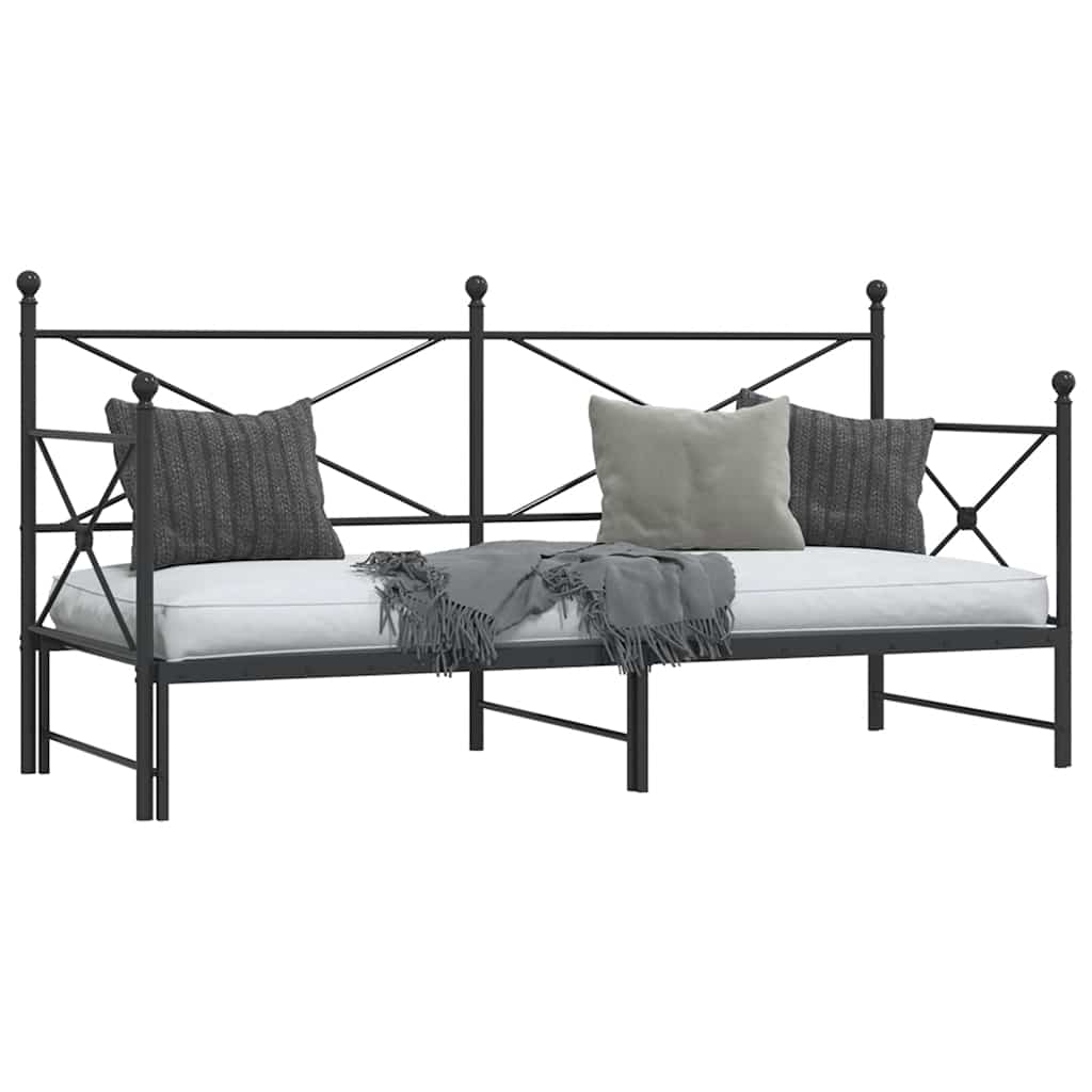 Lit de jour et lit gigogne sans matelas noir 90x190 cm acier - XIOS