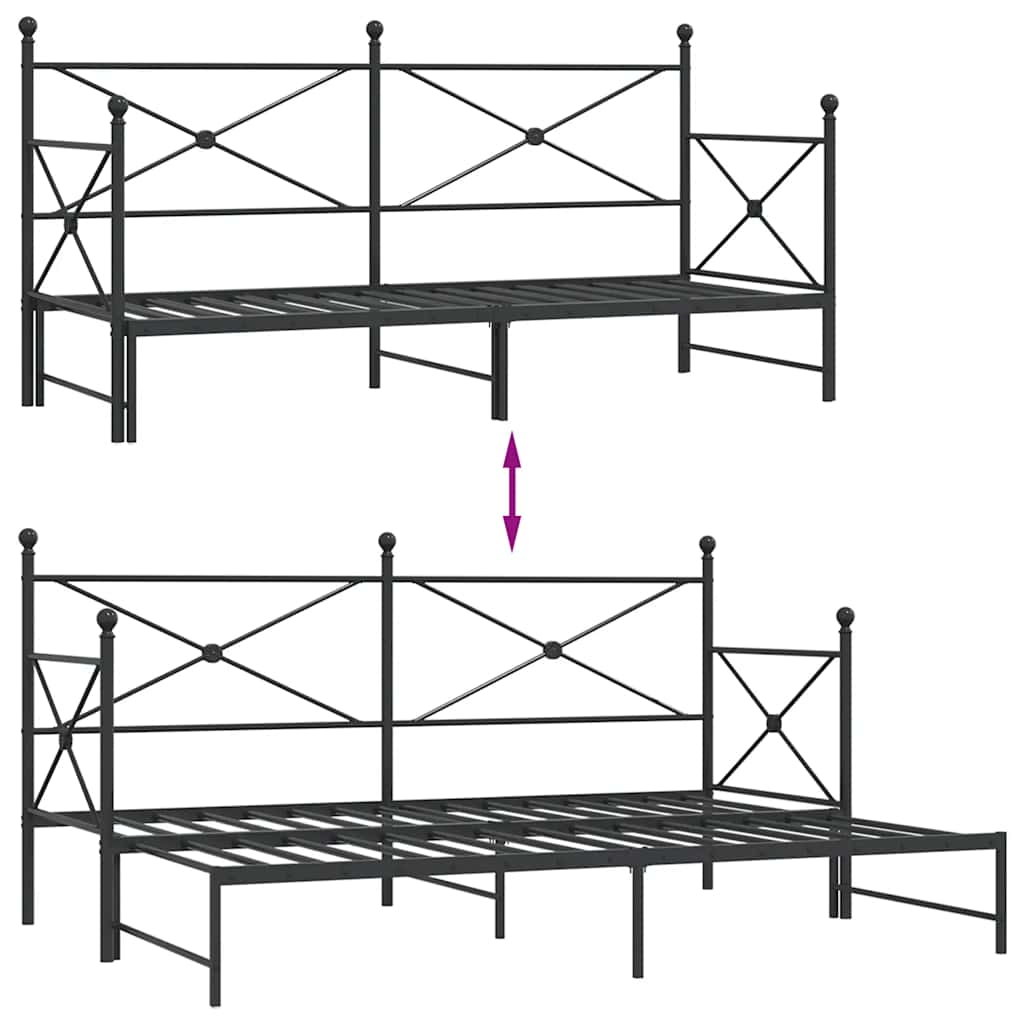 Lit de jour et lit gigogne sans matelas noir 90x190 cm acier - XIOS