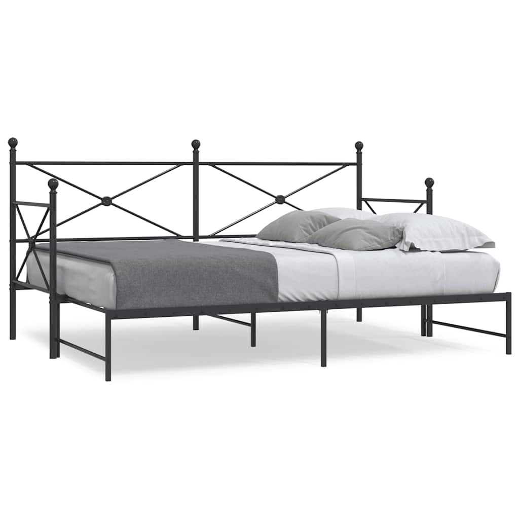 Lit de jour et lit gigogne sans matelas noir 90x190 cm acier - XIOS