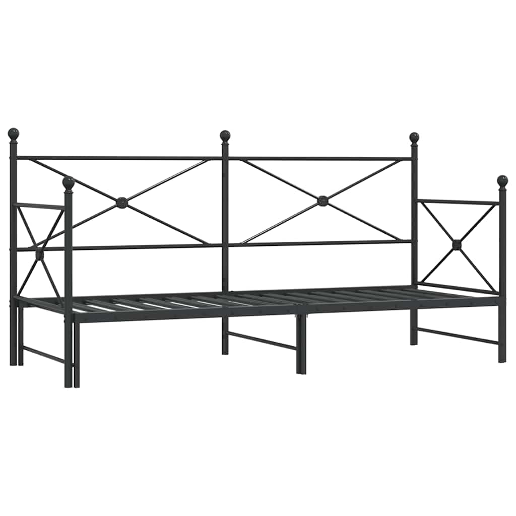 Lit de jour avec gigogne sans matelas noir 90x200 cm acier - XIOS