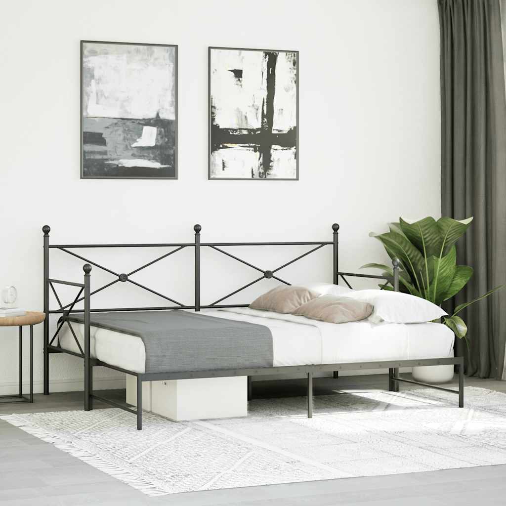 Lit de jour avec gigogne sans matelas noir 90x200 cm acier - XIOS