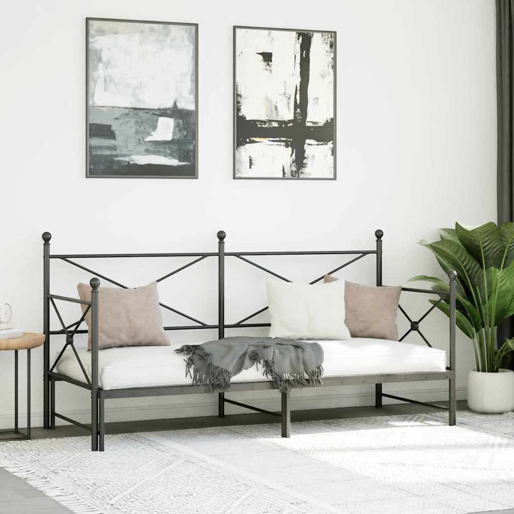 Lit de jour avec gigogne sans matelas noir 90x200 cm acier - XIOS