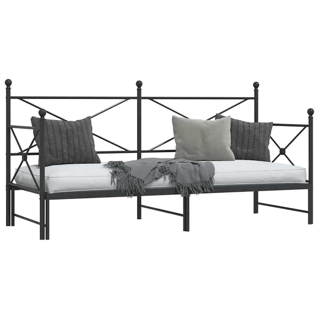 Lit de jour avec gigogne sans matelas noir 90x200 cm acier - XIOS