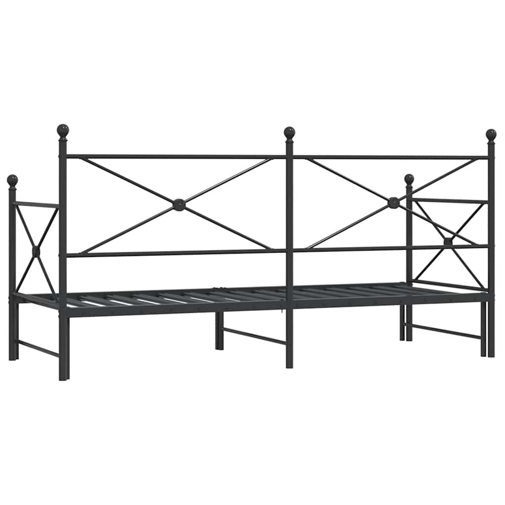 Lit de jour avec gigogne sans matelas noir 90x200 cm acier - XIOS