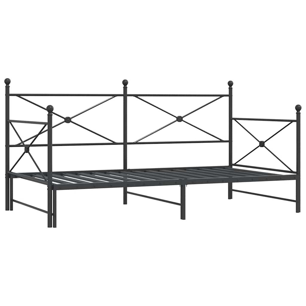 Lit de jour avec gigogne sans matelas noir 100x200 cm acier - XIOS