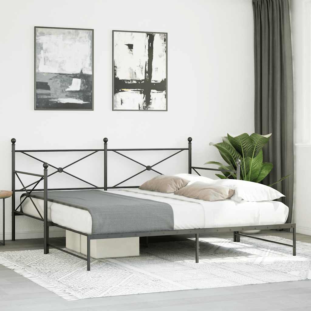 Lit de jour avec gigogne sans matelas noir 100x200 cm acier - XIOS