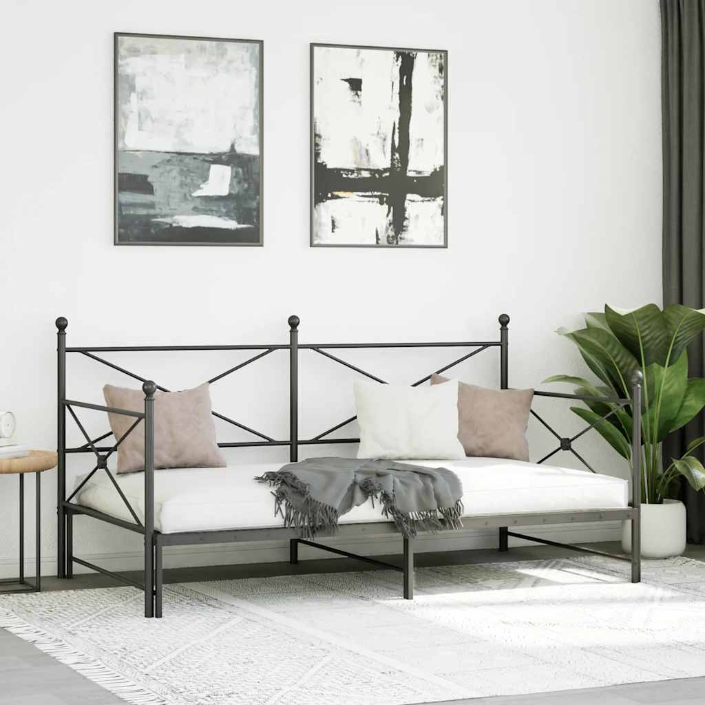 Lit de jour avec gigogne sans matelas noir 100x200 cm acier - XIOS