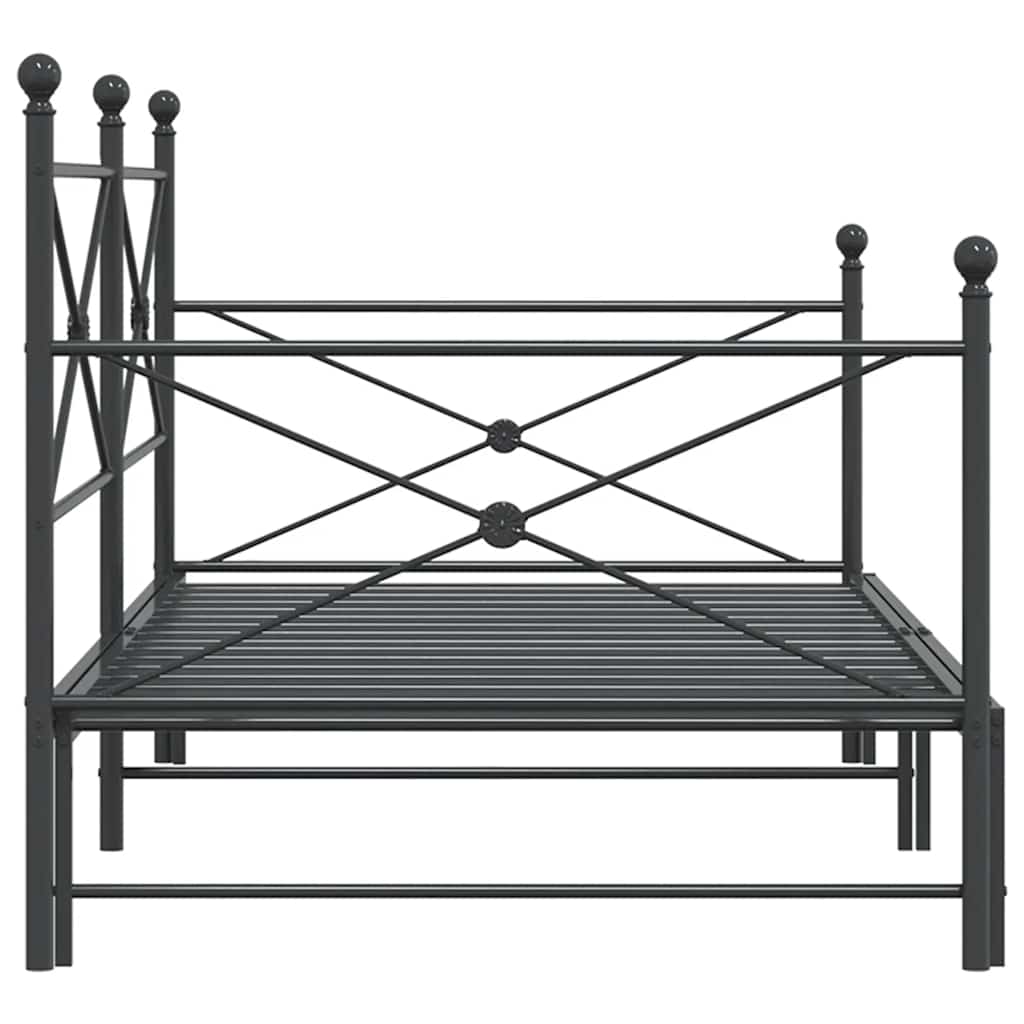 Lit de jour avec gigogne sans matelas noir 100x200 cm acier - XIOS