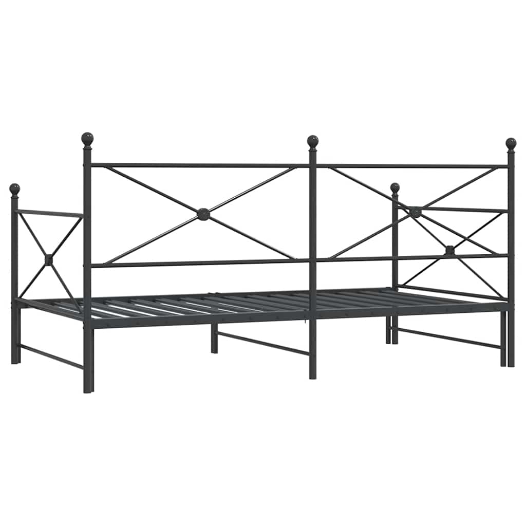 Lit de jour avec gigogne sans matelas noir 100x200 cm acier - XIOS