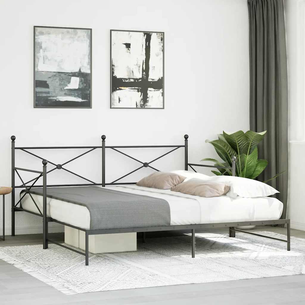Lit de jour avec gigogne sans matelas noir 107x203 cm acier - XIOS