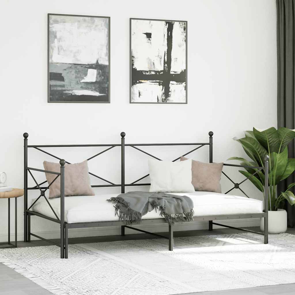 Lit de jour avec gigogne sans matelas noir 107x203 cm acier - XIOS