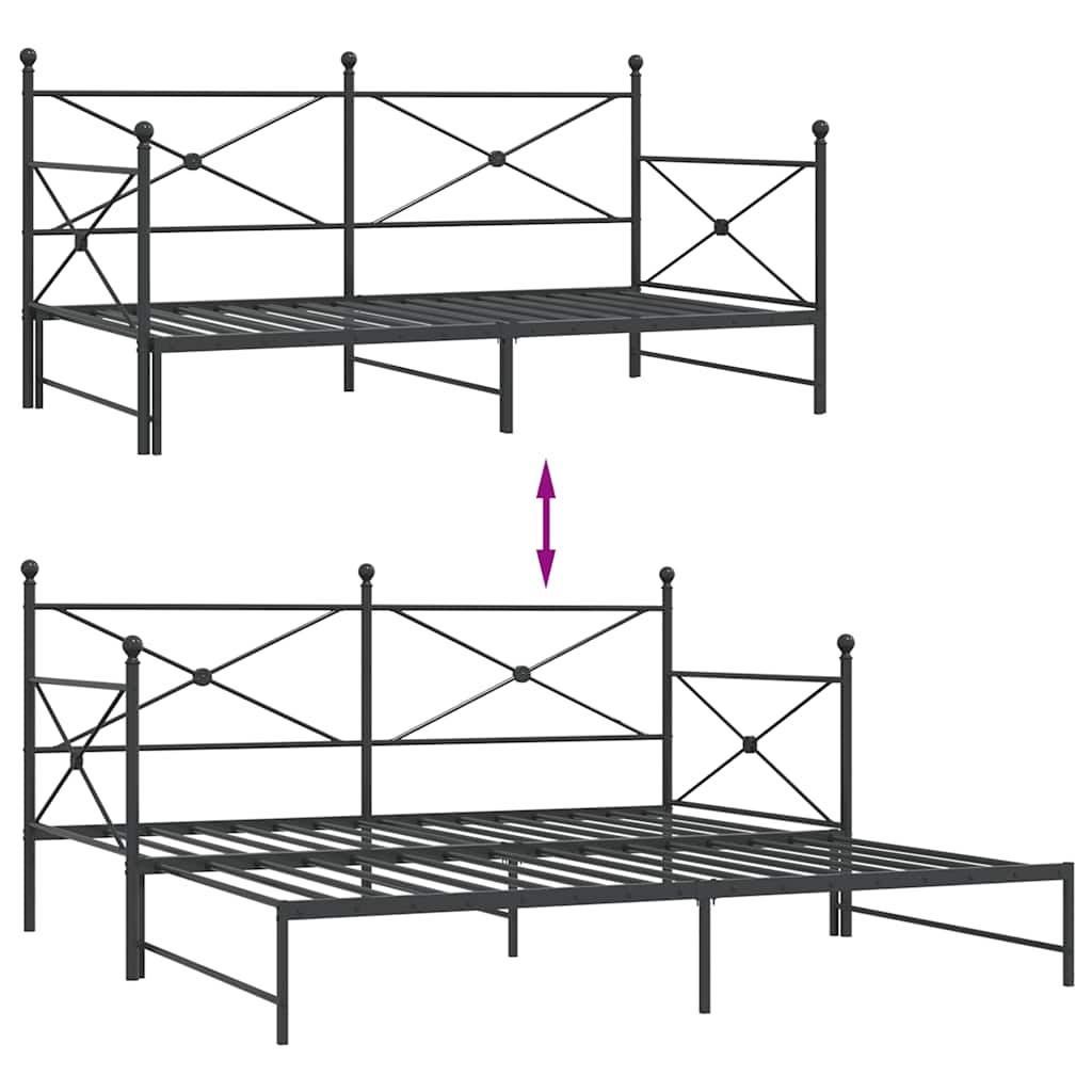 Lit de jour avec gigogne sans matelas noir 107x203 cm acier - XIOS