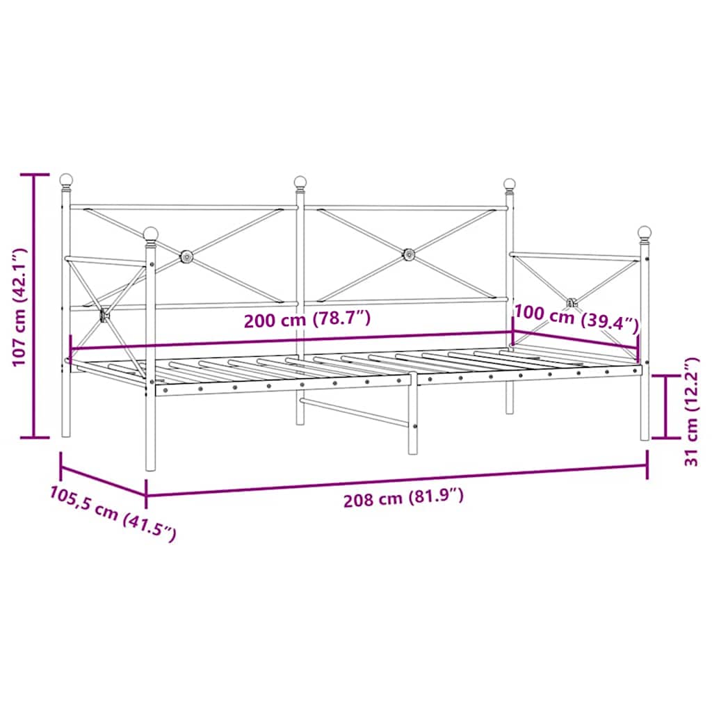 Lit de repos sans matelas blanc 100x200 cm acier - XIOS
