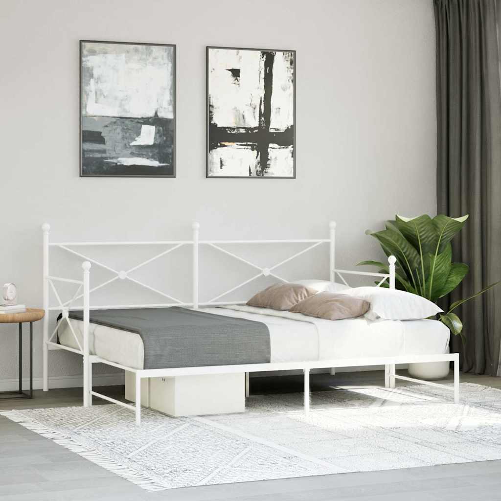 Lit de jour avec lit gigogne sans matelas blanc 80x200 cm acier - XIOS