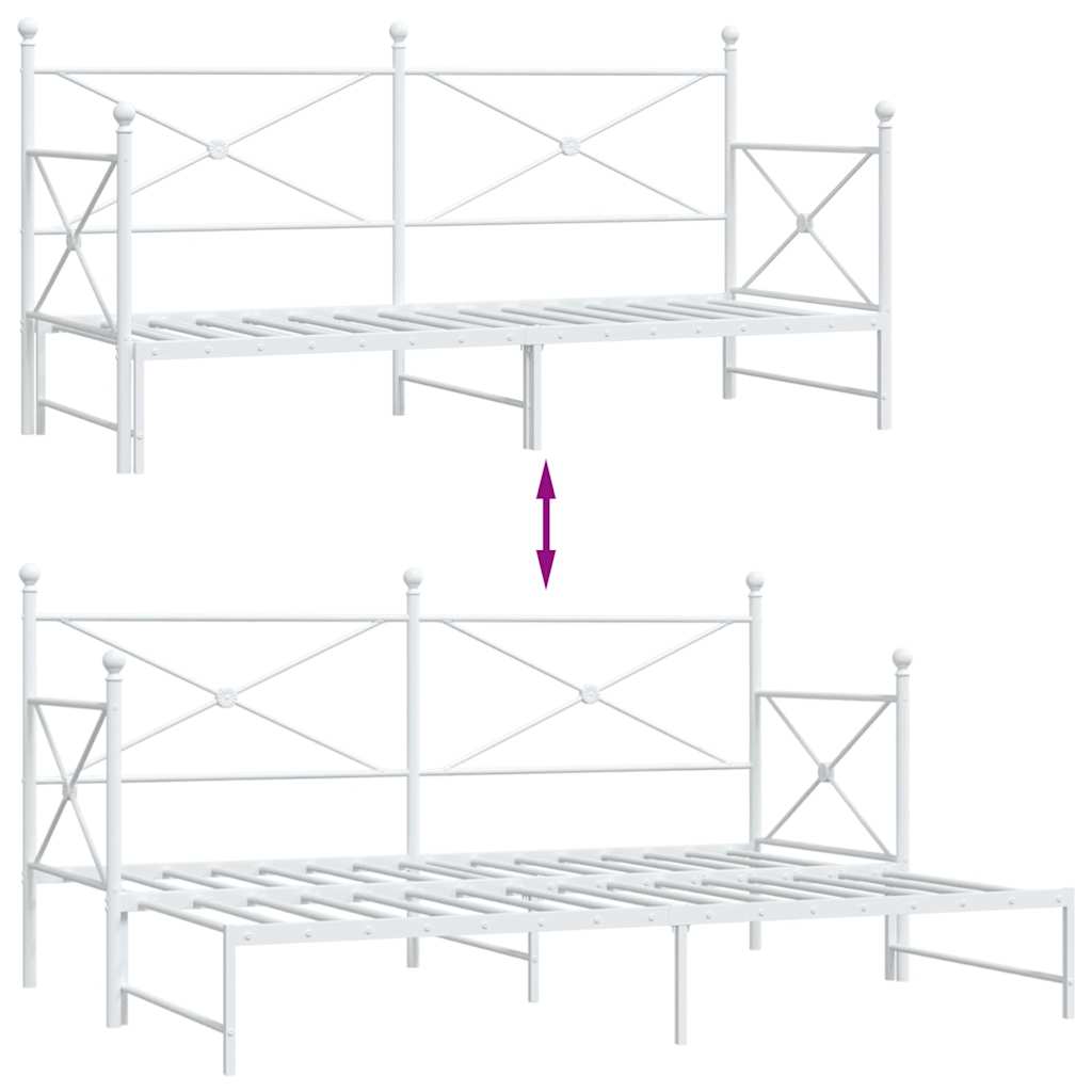 Lit de jour avec lit gigogne sans matelas blanc 80x200 cm acier - XIOS