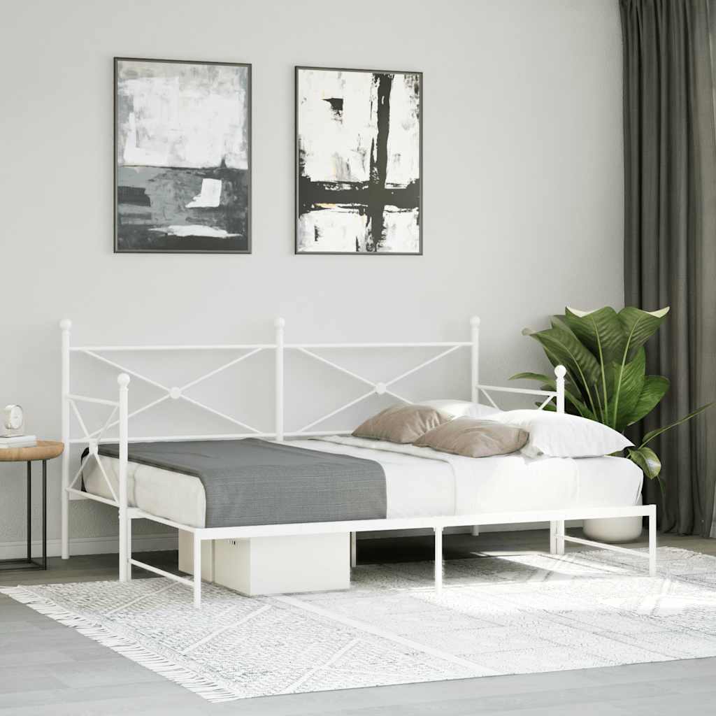 Lit de jour avec lit gigogne sans matelas blanc 90x190 cm acier - XIOS