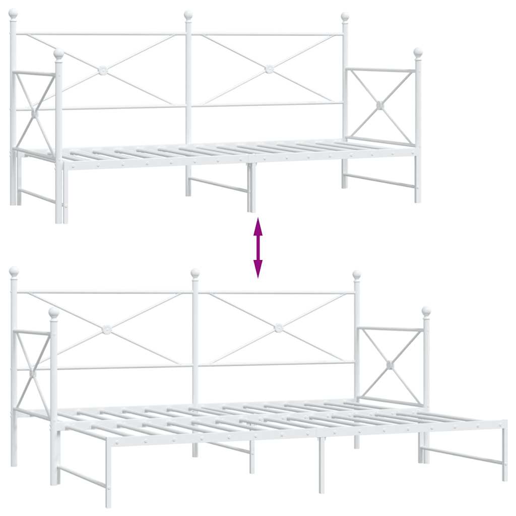 Lit de jour avec lit gigogne sans matelas blanc 90x190 cm acier - XIOS