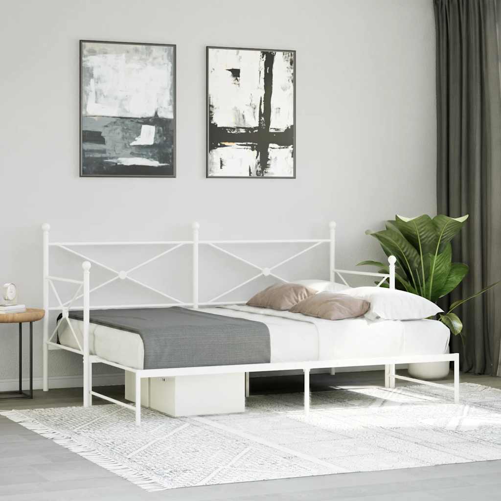 Lit de jour avec lit gigogne sans matelas blanc 90x200 cm acier - XIOS