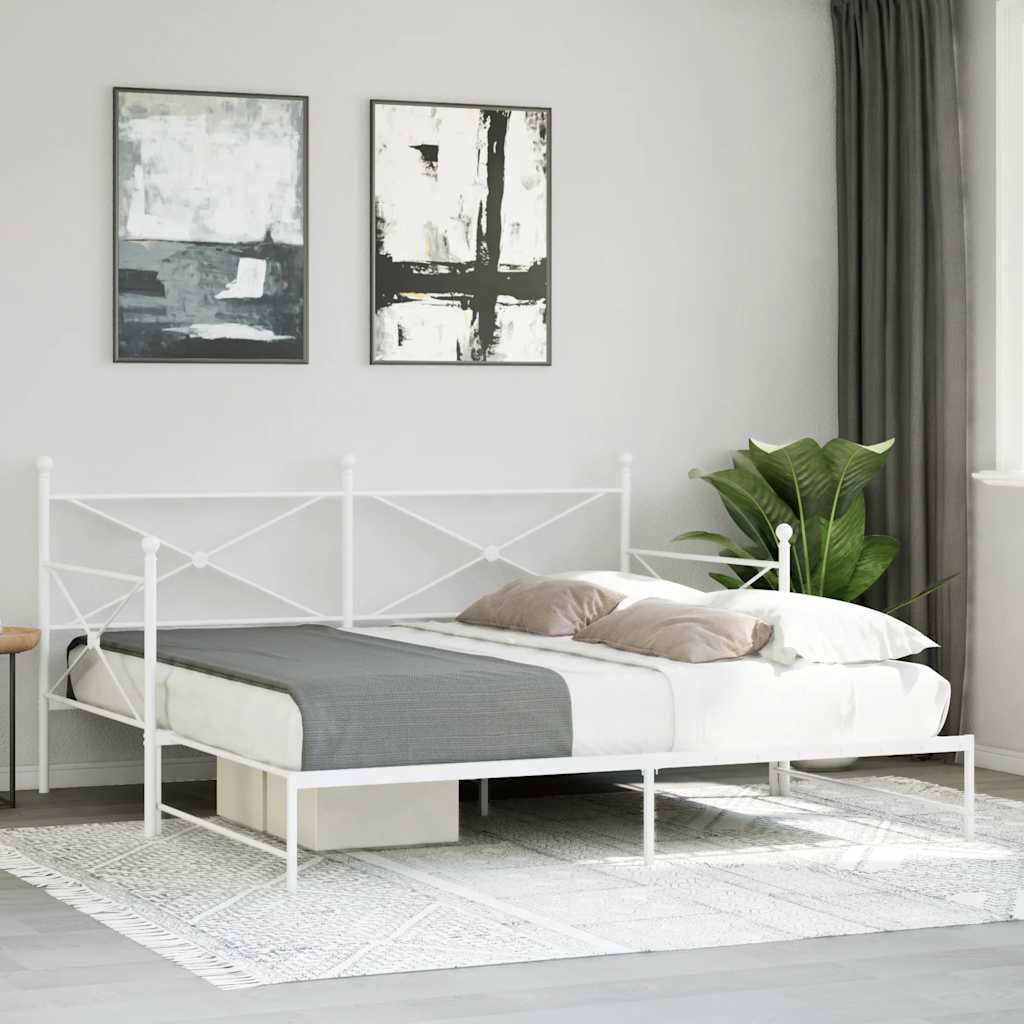 Lit de jour avec lit gigogne sans matelas blanc 107x203cm acier - XIOS