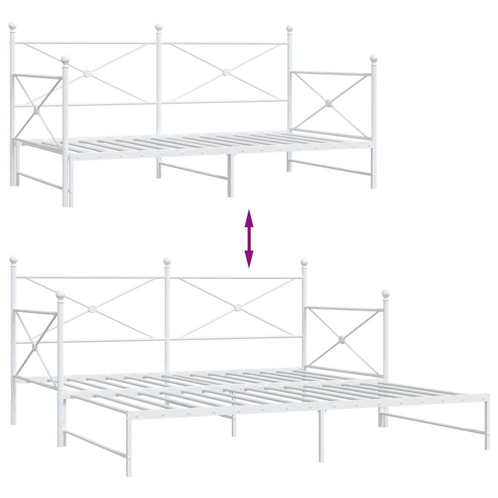 Lit de jour avec lit gigogne sans matelas blanc 107x203cm acier - XIOS