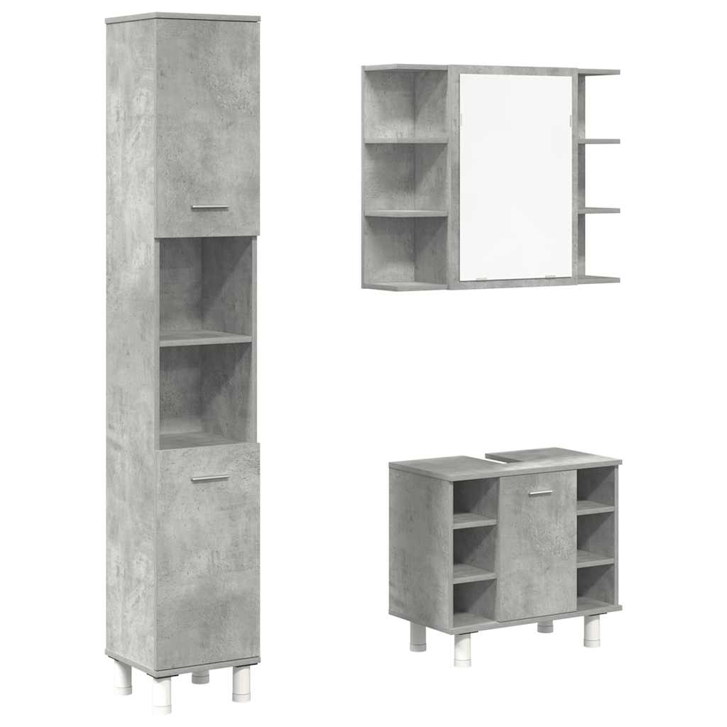 Ensemble de meubles de salle de bain 3 pcs gris béton