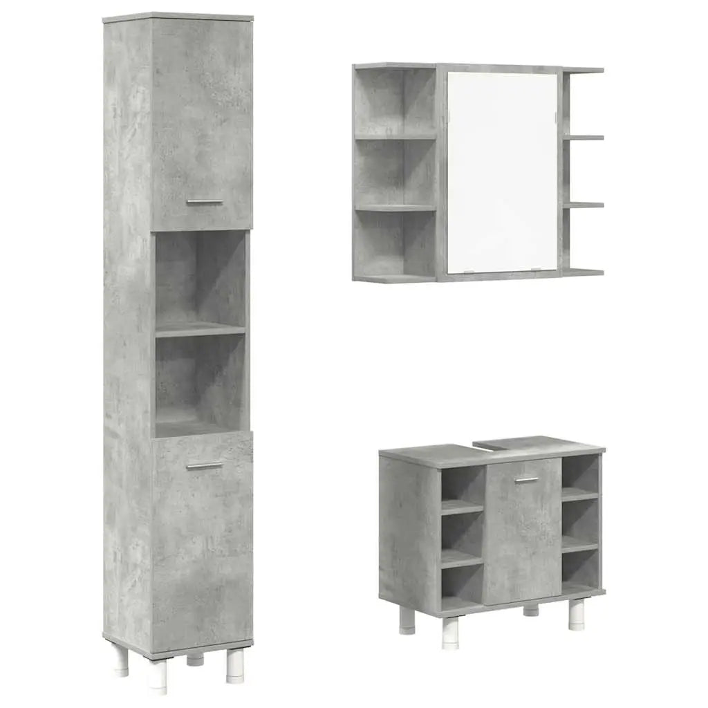 Ensemble de meubles de salle de bain 3 pcs gris béton - XIOS