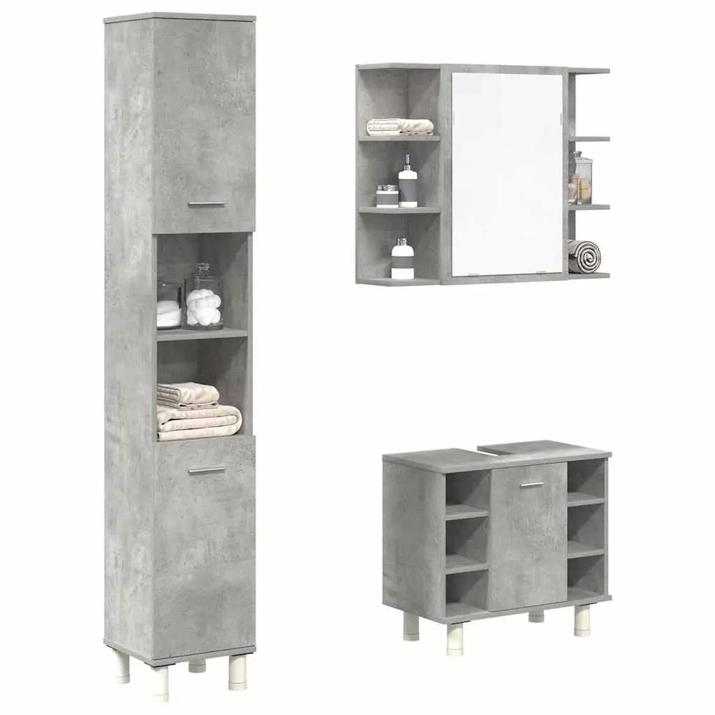 Ensemble de meubles de salle de bain 3 pcs gris béton - XIOS