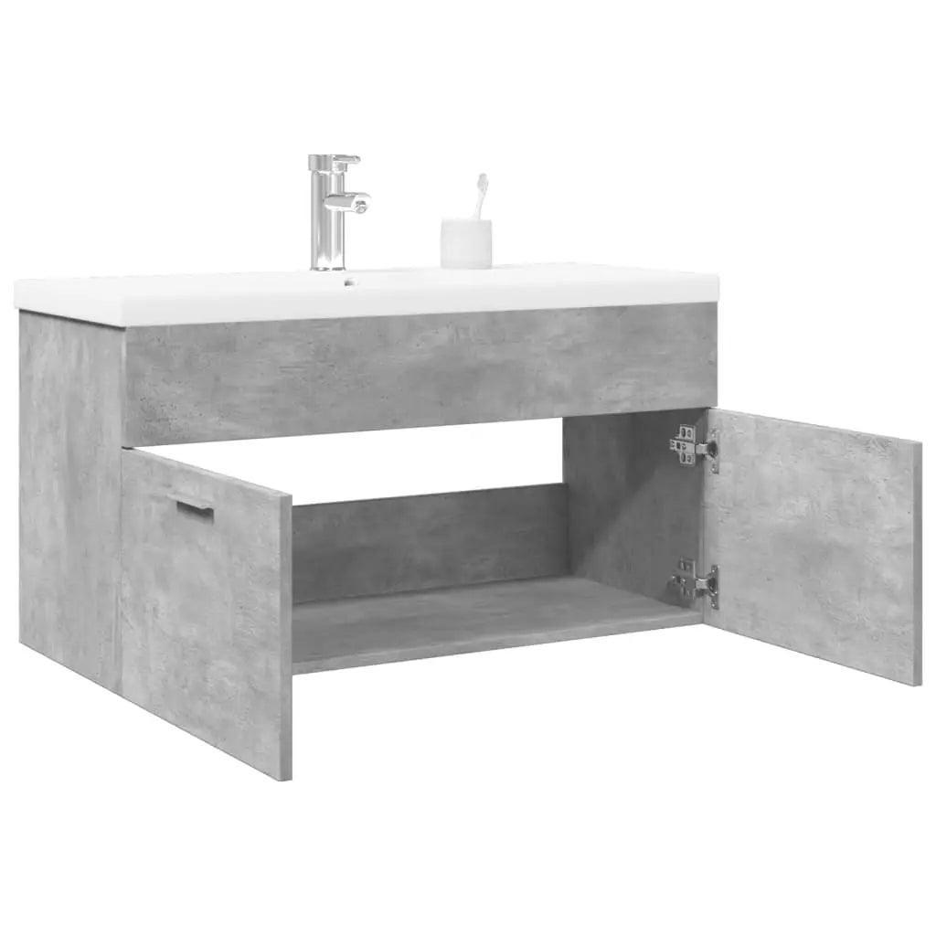 Armoire lavabo de salle de bain avec bassin intégré gris béton - XIOS