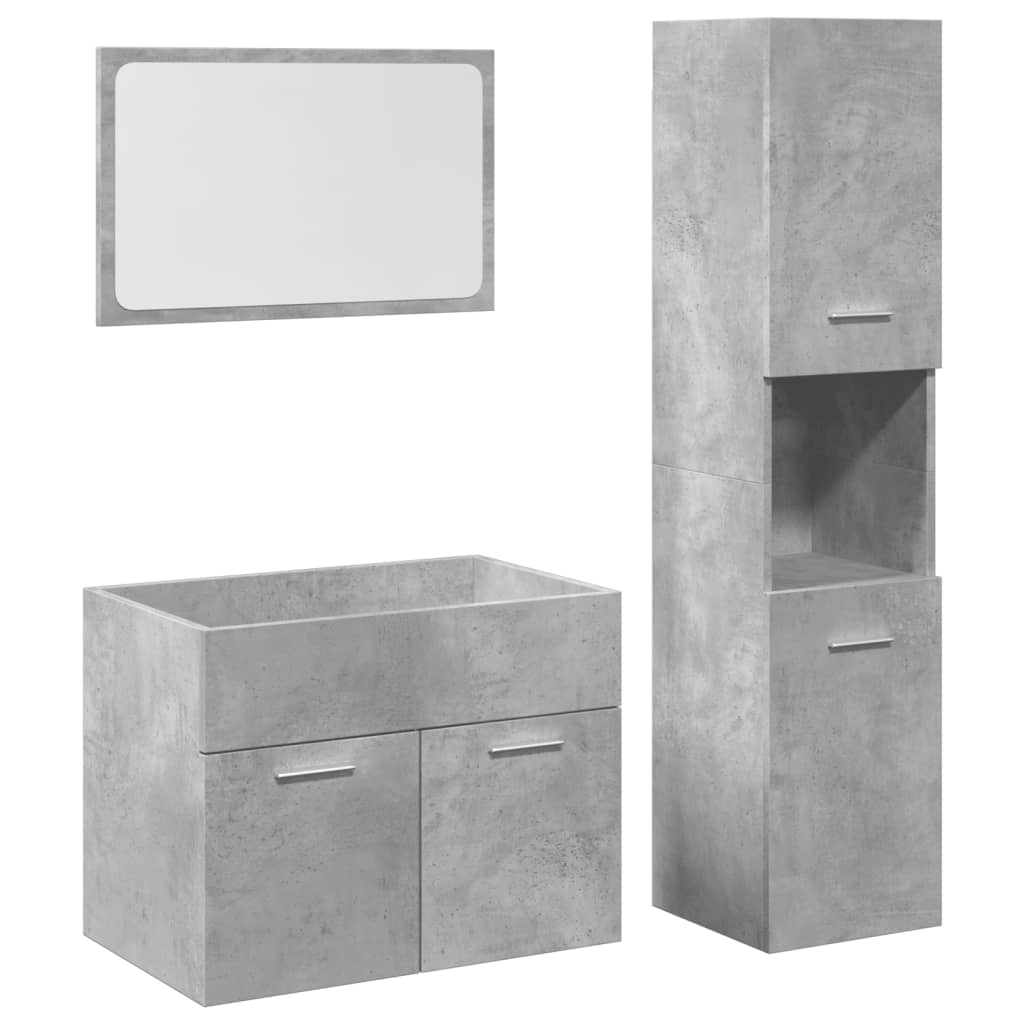 Ensemble de meubles de salle de bain 3 pcs gris béton