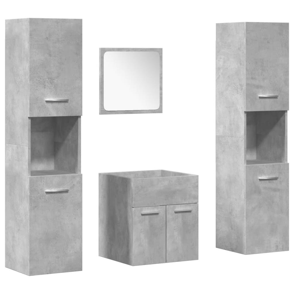 Ensemble de meubles de salle de bain 4 pcs gris béton