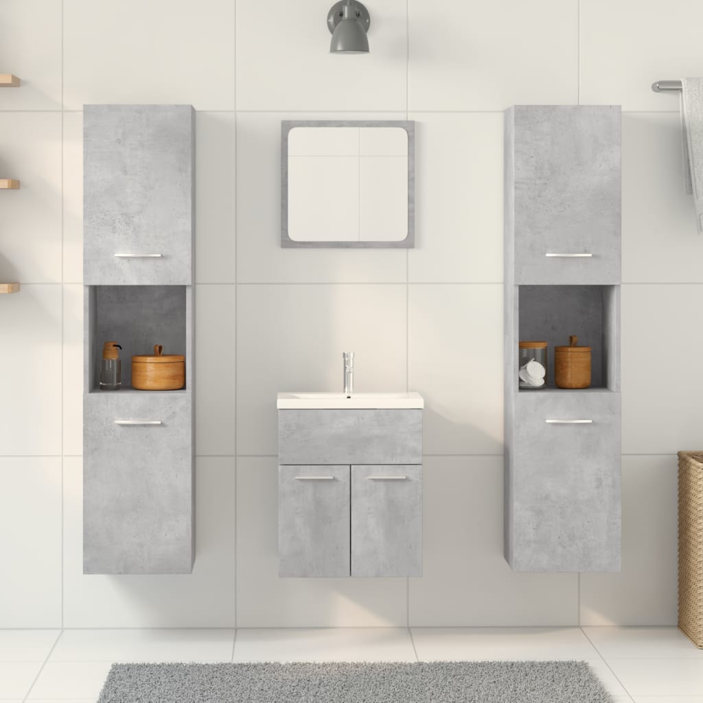 Ensemble de meubles de salle de bain 4 pcs gris béton