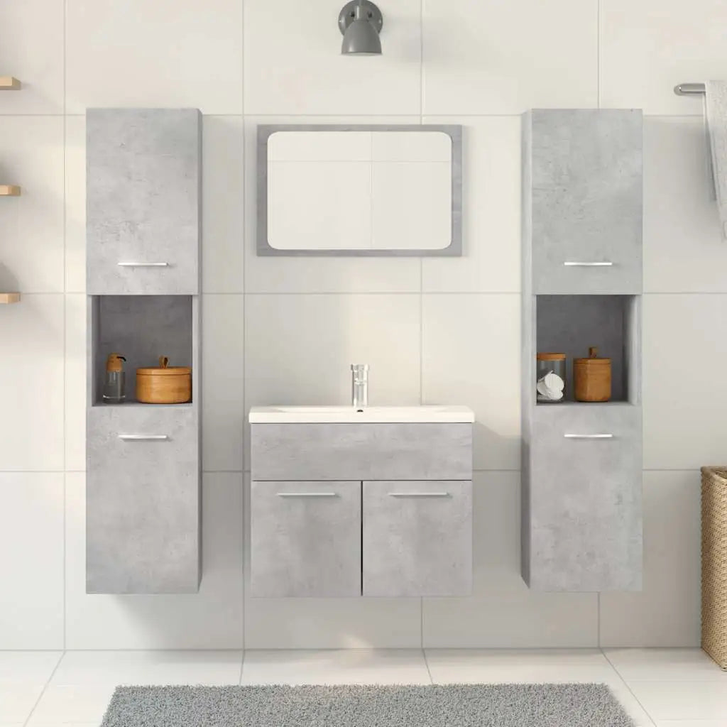 Ensemble de meubles de salle de bain 4 pcs gris béton - XIOS