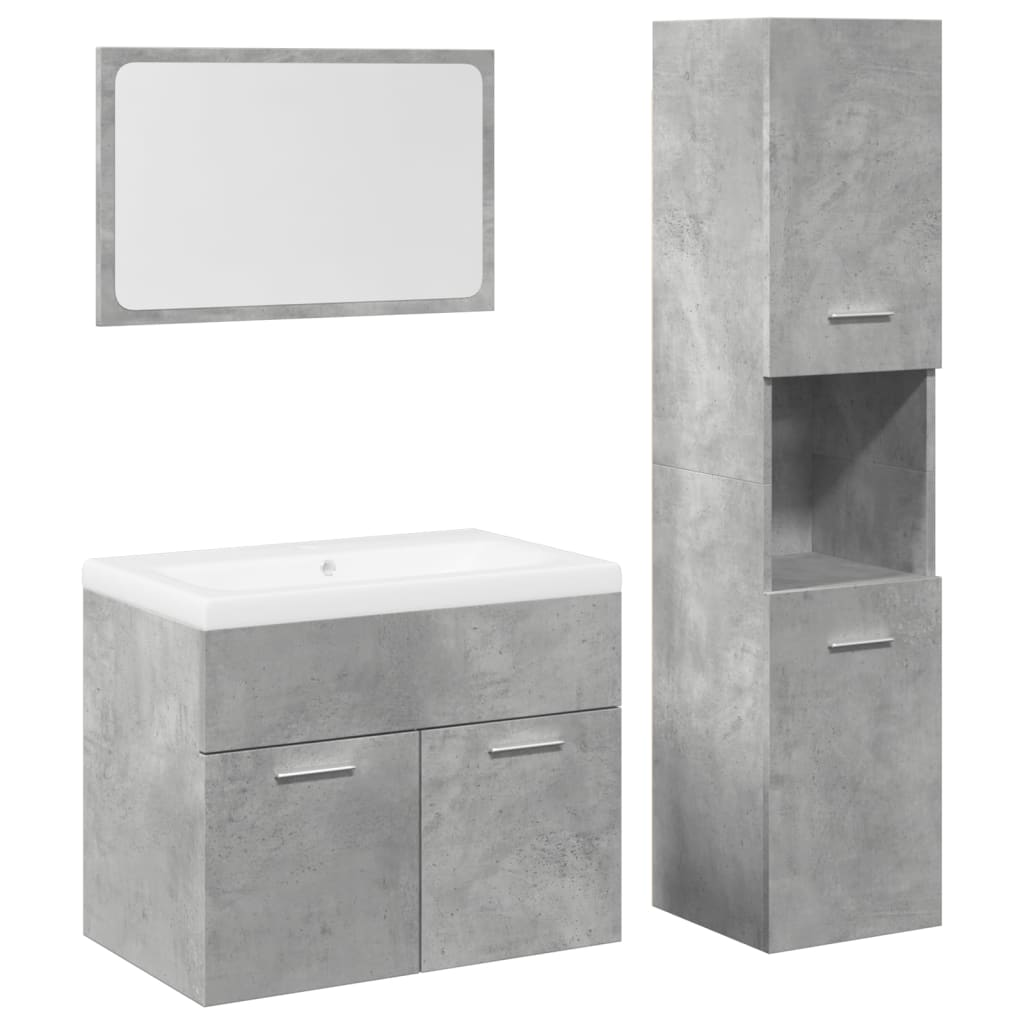 Ensemble de meubles de salle de bain 4 pcs gris béton