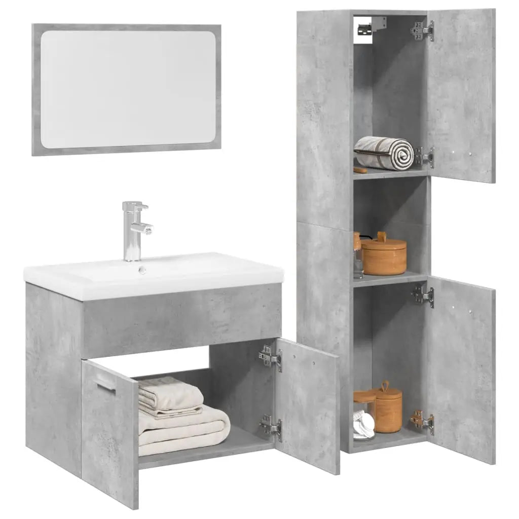 Ensemble de meubles de salle de bain 4 pcs gris béton - XIOS