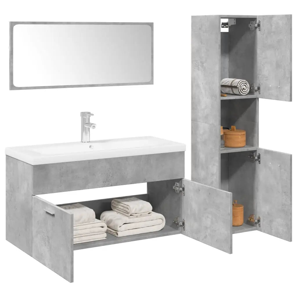 Ensemble de meubles de salle de bain 4 pcs gris béton - XIOS